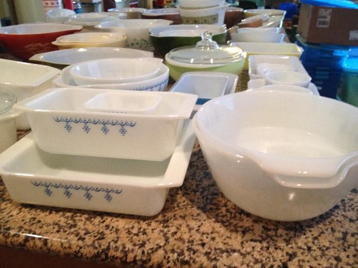 Lots of Vintage Pyrex, Fire King, etc. Various Patterns and Styles