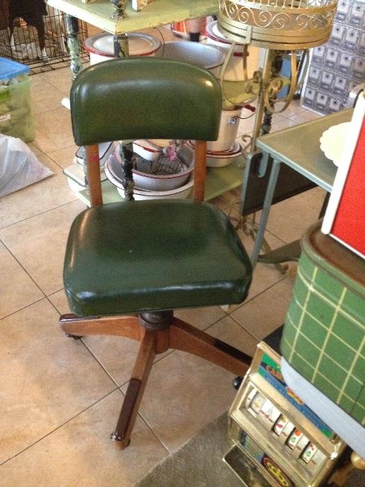 Vintage office chair and slot machine