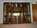 Drexel three sectional wall unit with light bar in pristine condition.