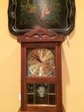              1 of many tole trays;  Ansonia wall clock