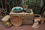 baskets, wicker chest, garden details