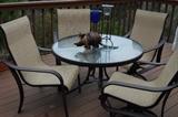 Great outdoor table and chairs, two swivel rockers, more candle holders
