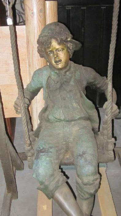 LIFE SIZE BRONZE BOY IN SWING - REDUCED