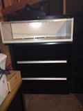 black lateral file cabinet with 4 drawers