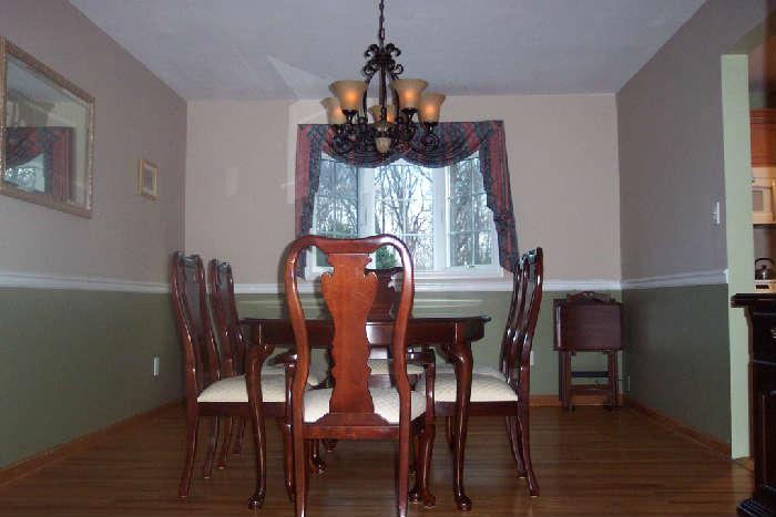 Formal Dining Room Table with 6 Chairs, Server/Credenza, Mirror