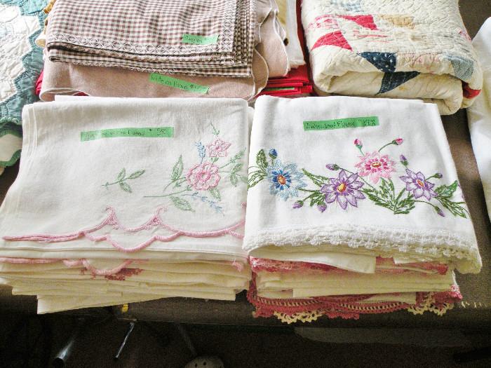 Beautiful hand embroidered pillowcases