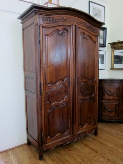 18th Century French Louis XV Style Walnut Armoire