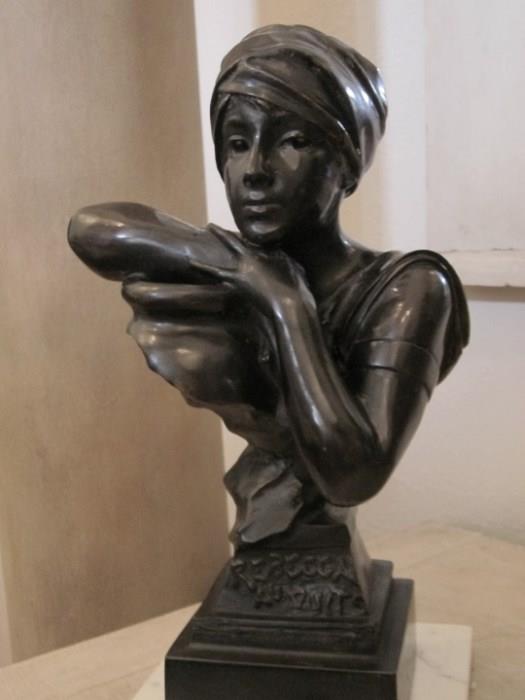 E. Villanis Bronze Sculpture of Rebecca at the Well