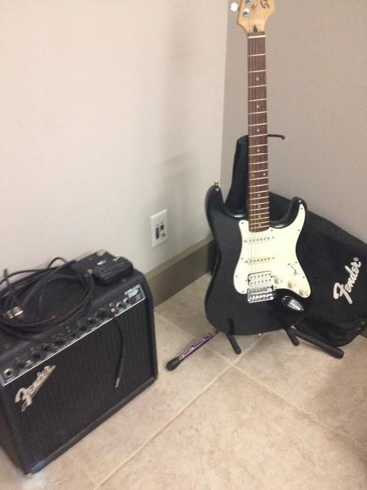 Fender electric guitar and amp
