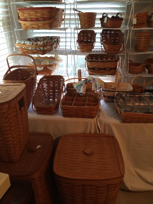 Large selection of Longaberger baskets (each signed & dated by its weaver)