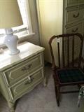           Matching side table; lamp; child's rocker