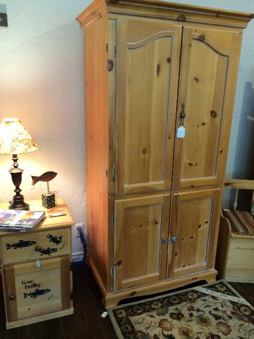                          Rustic side table & armoire