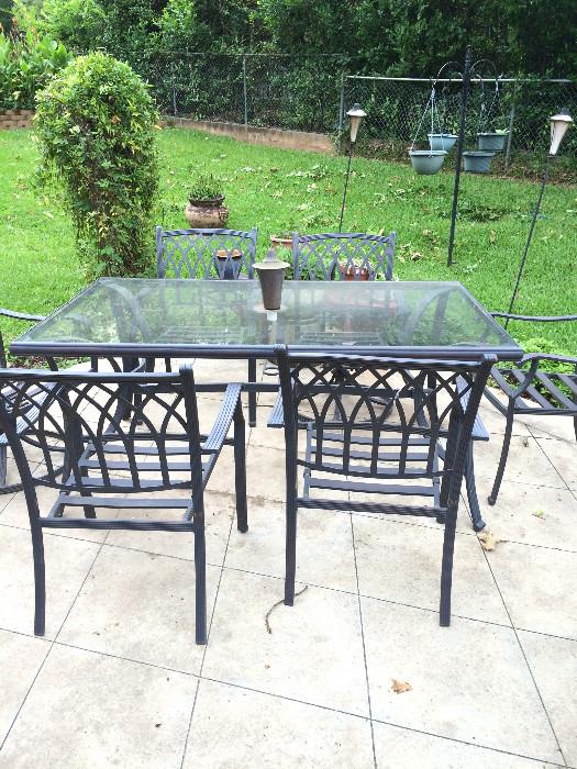                         Glass top table & 6 chairs