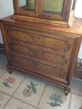 2 piece Mastercraft (Grand Rapids, MI) burl wood chest & curio