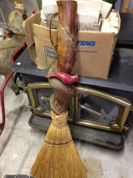 Hand carved broom - sold