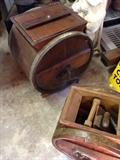 Antique butter churns.