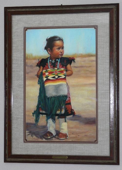 LARGE ORIGINAL PASTEL BY RENOWNED LISTED NATIVE AMERICAN ARTIST, CAROL THEROUX
