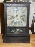 ANTIQUE 1850'S COTTAGE MANTEL CLOCK - WORKS!