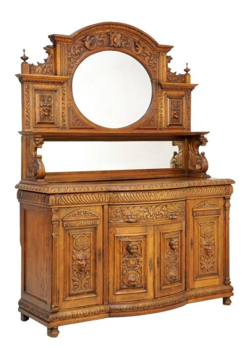 LOT 10: A FRENCH GOTHIC REVIVAL SIDEBOARD WITH MIRROR
