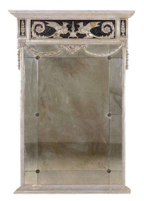 LOT 11: A GOTHIC REVIVAL SILVERED WOOD MIRROR