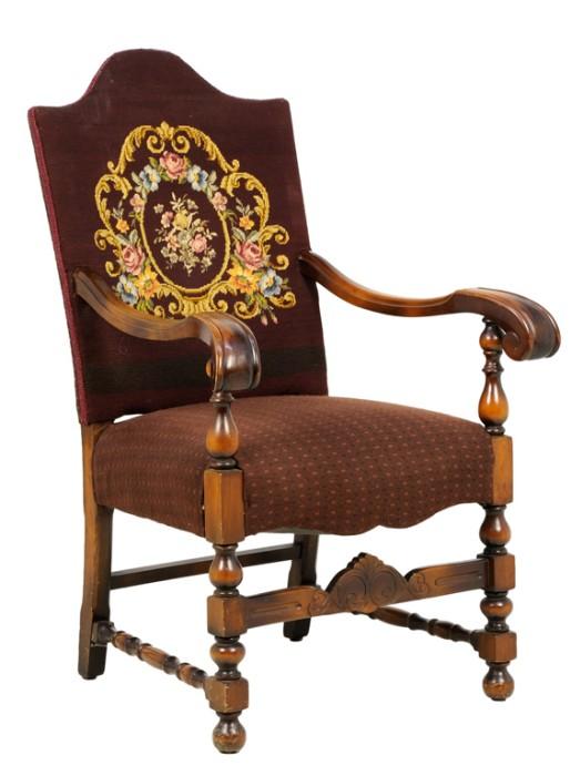 LOT 68: A RENAISSANCE REVIVAL EMBROIDERED HALL CHAIR
