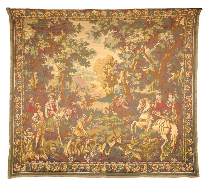 LOT 100: A FRENCH JACQUARD TAPESTRY 