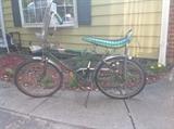 Schwinn Stingray 5speed bike. Green, all original, some rust, great seat!