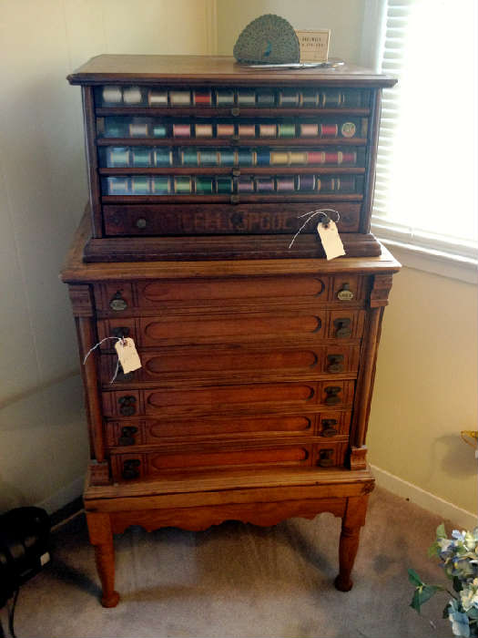 Antique spool cabinets