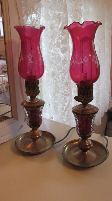 Vintage Cranberry Lamps