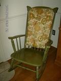 All-Wood stained Spindle-back rocker w/back pad