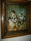 Beautiful Wood framed picture - Kittens at Play