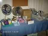 Oscillating Fans, Vertical Blinds (in box), misc. organizer trays.