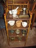BAMBOO SHELF WITH MORTAR BOWL COLLECTION