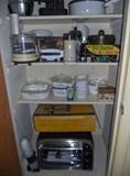 Pantry includes small appliances and corningware