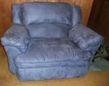 Blue suede oversized chair
