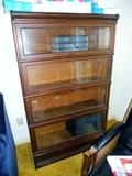 4 Stack Oak Barrister Bookcase with Base--bottom glass has slight crack