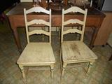 Set of 4 ladder back wooden chairs with nice antiqued look--very desirable