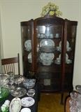 Oak China Cabinet with Curved Glass