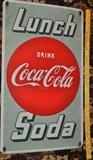 Lunch Drink Coca-Cola Soda porcelain sign approximately 29" tall