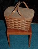 Teak side table and picnic basket