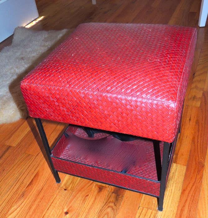 Leather-like stool,  red
