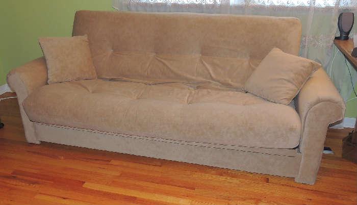 Faux Suede Futon -  Full size bed.