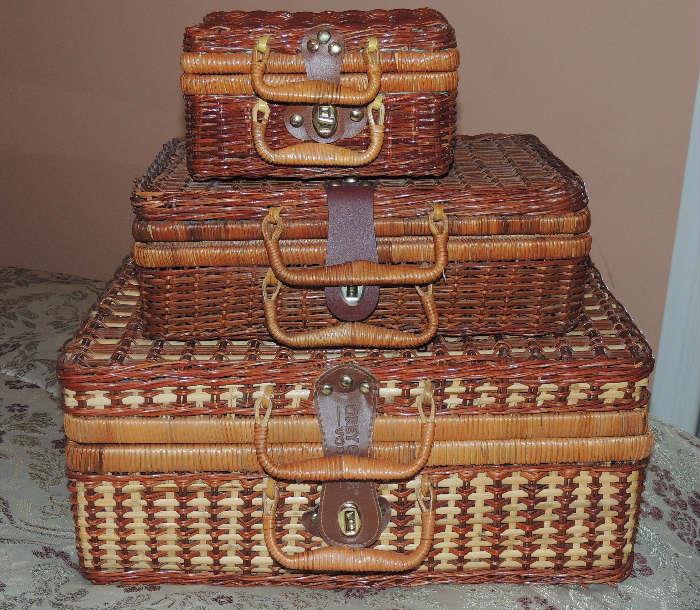 Great set of basket weave totes.  Largest one is for carrying picnic items.  