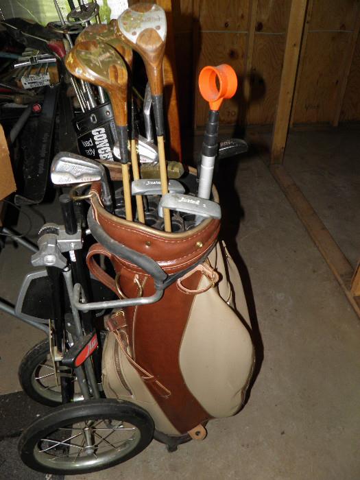 Golf Clubs with Roll Around Cart