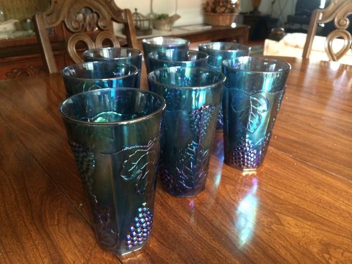 SET OF 8 CARNIVAL GLASS TUMBLERS