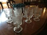 SET OF 8 PRESSED GLASS GOBLETS