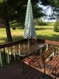 GLASS TOP PATIO TABLE W/UMBRELLA