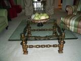 Square coffee table with glass top