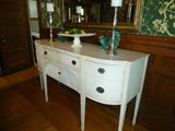 Solid mahogany sideboard decoratively painted