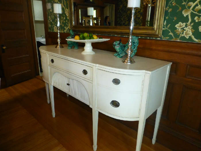 Solid mahogany sideboard decoratively painted
